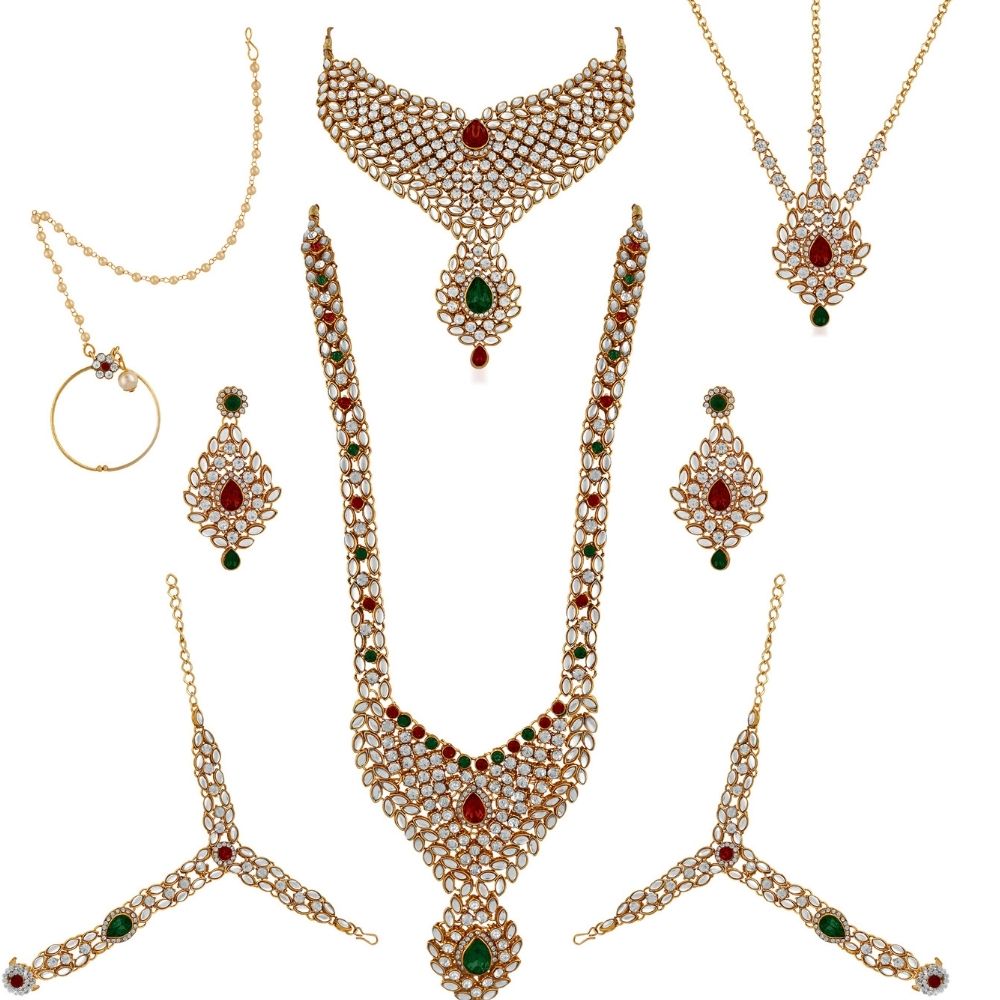 JewelMaze Exclusive Crystal Stone Bridal Jewellery Set