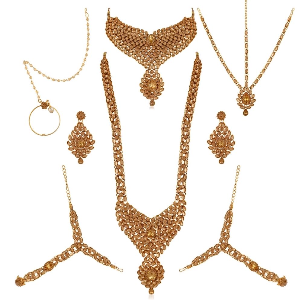 JewelMaze Exclusive Crystal Stone Bridal Jewellery Set