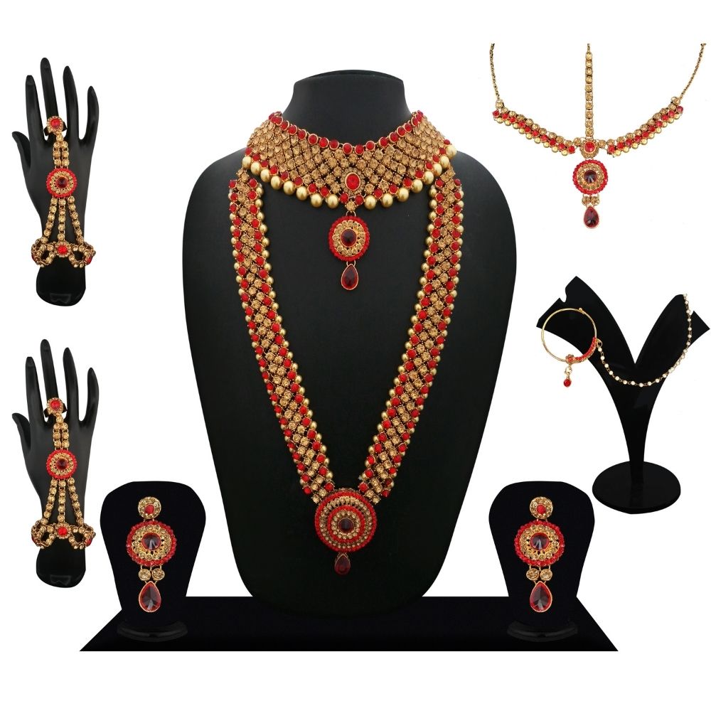 JewelMaze Luxury Austrian and Pearl Bridal Jewelry Set