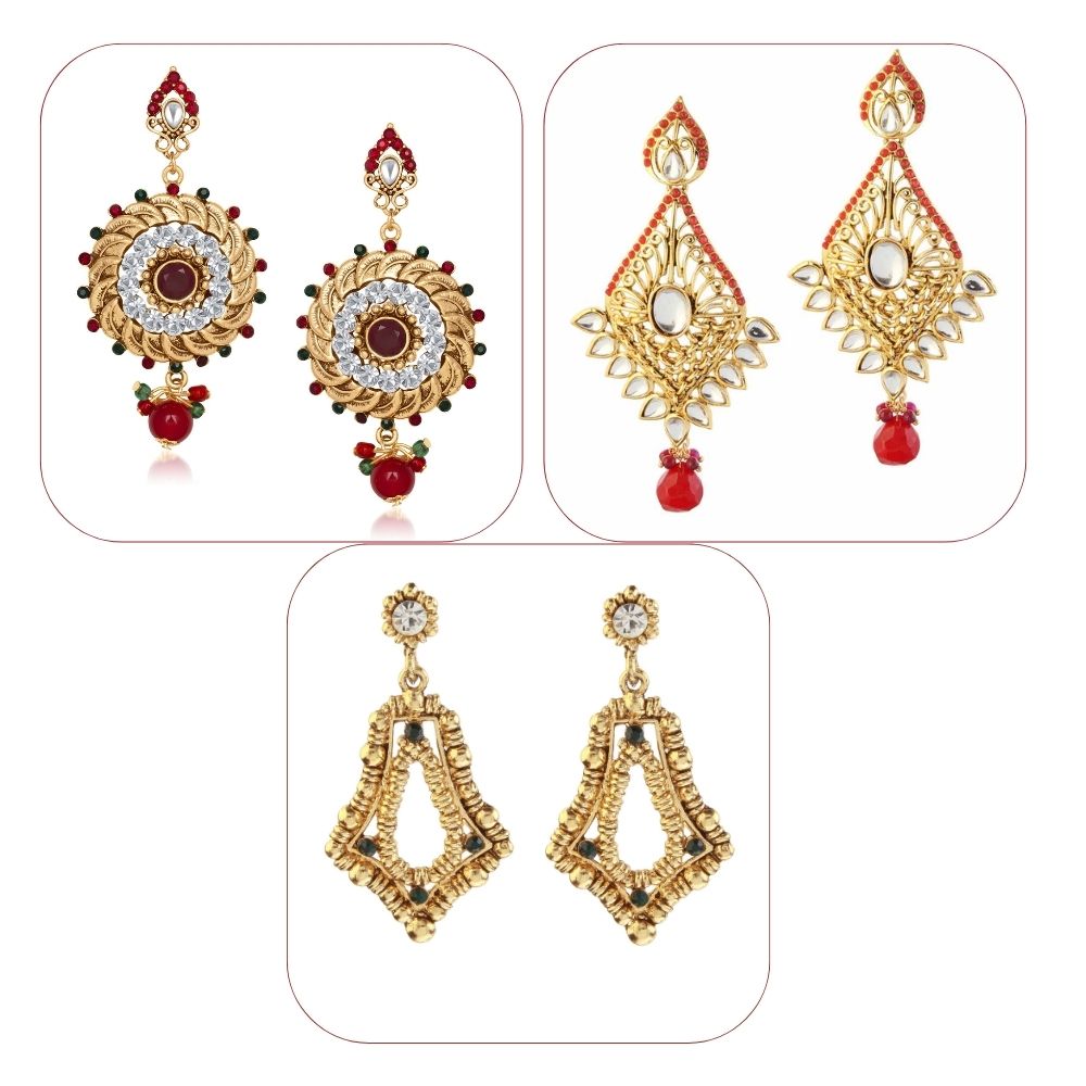 JewelMaze Set of 3 Earrings- 1005172