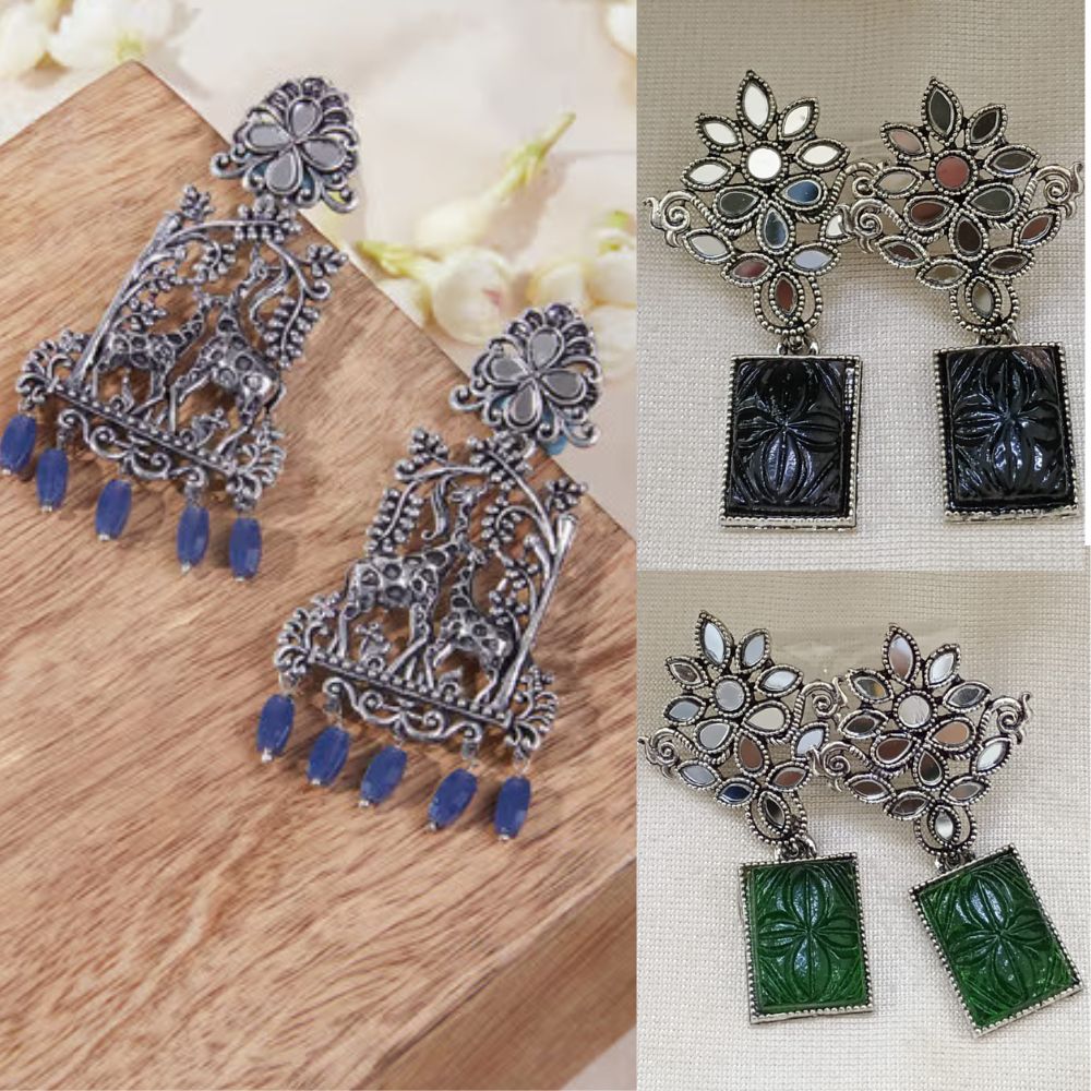 JewelMaze Set of 4 Earrings Combo - 1004004