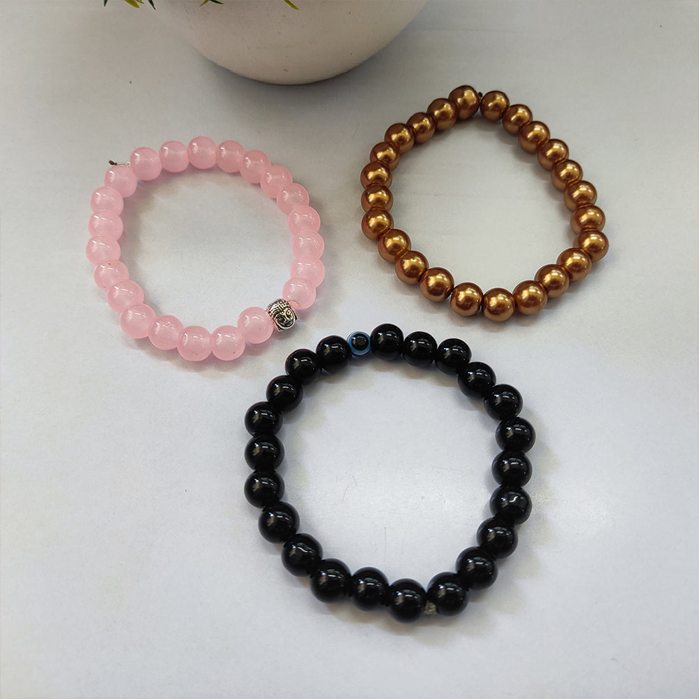 JewelMaze Trinity Evil Eye Beads Bracelet Combo - 1005264