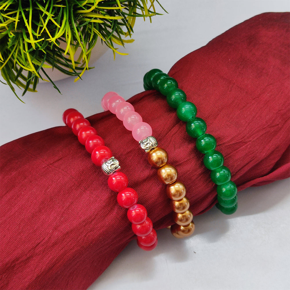 JewelMaze Trinity Evil Eye Beads Bracelet Combo - 1005264