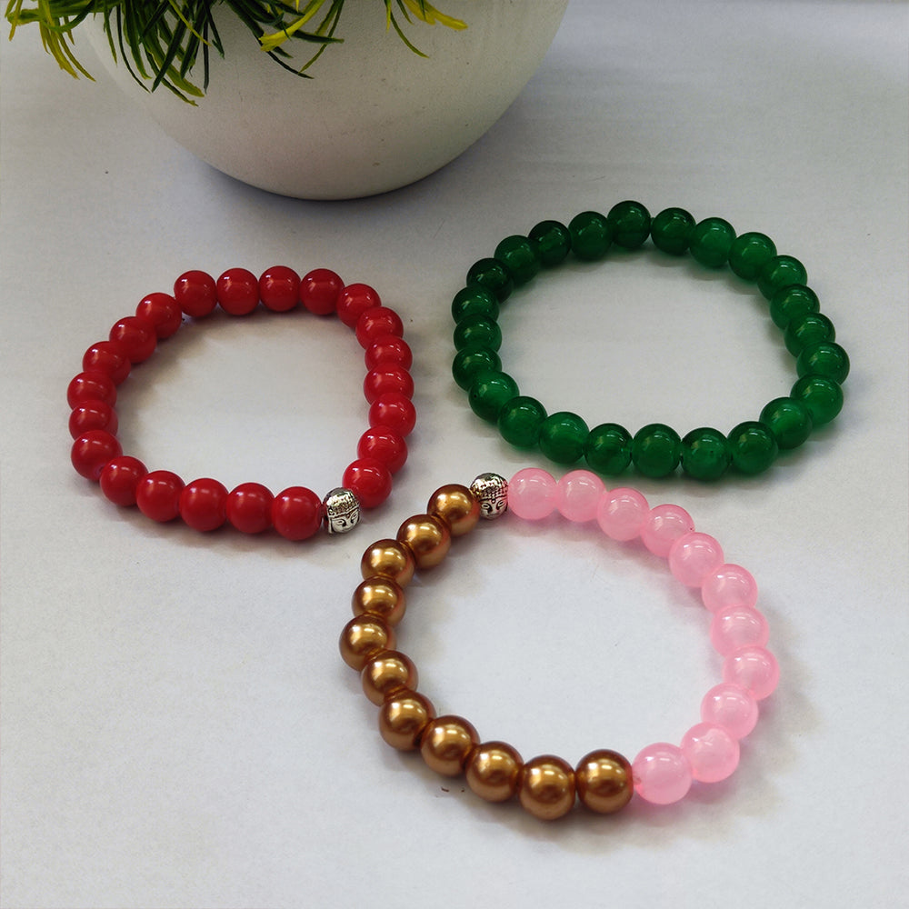 JewelMaze Trinity Evil Eye Beads Bracelet Combo - 1005264