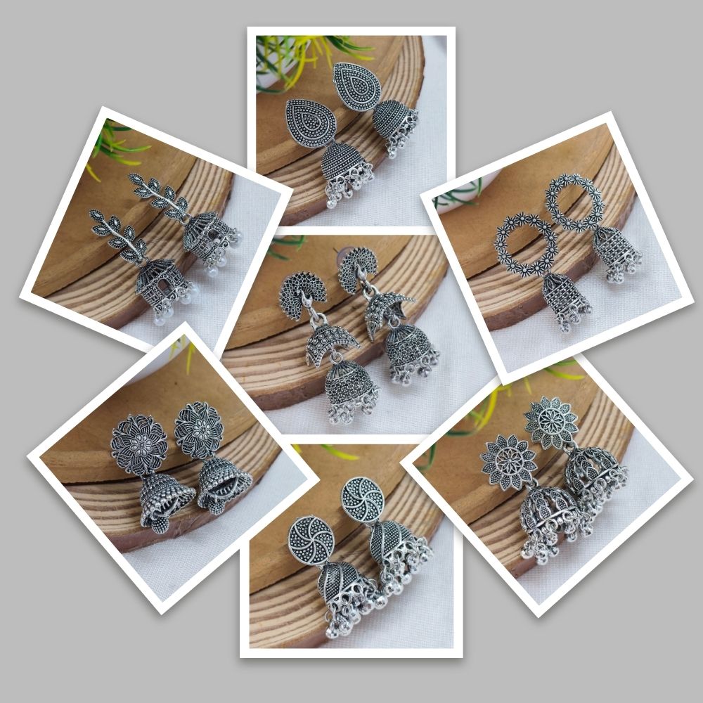 JewelMaze Set of 7 Earrings Combo - 1005291