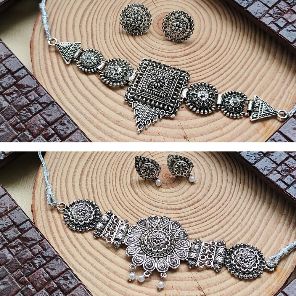 JewelMaze Set Of 2 Oxidized Necklace Combo - 1005292