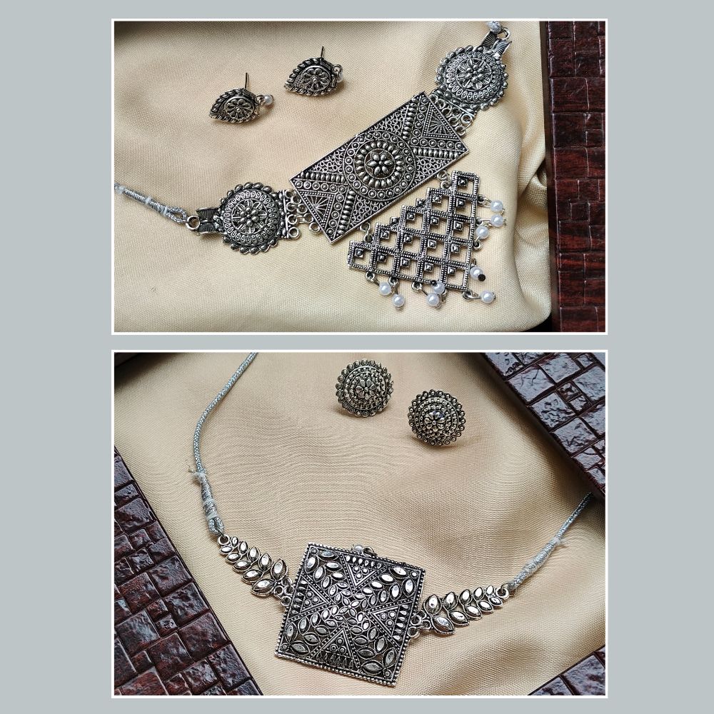 JewelMaze Set Of 2 Oxidized Necklace Combo - 1005293