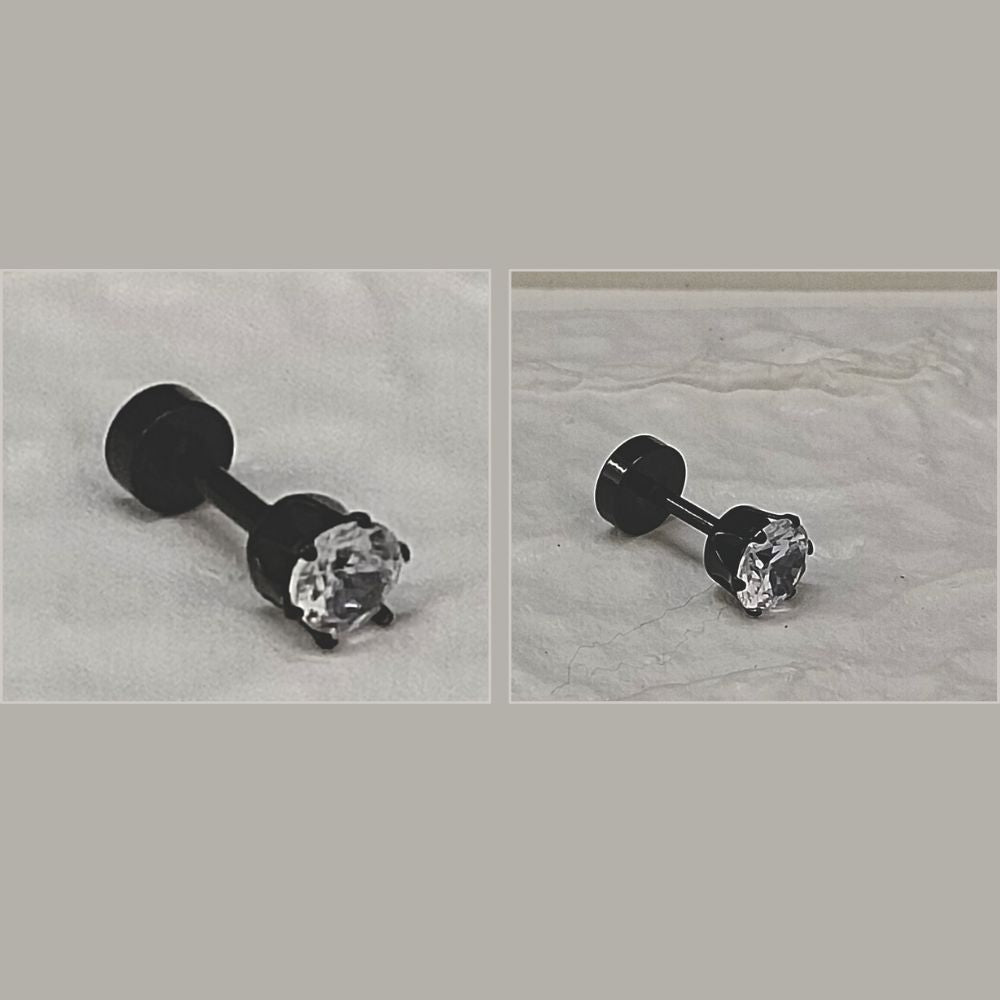Black Stud Mens Earrings  Combo- 1005298