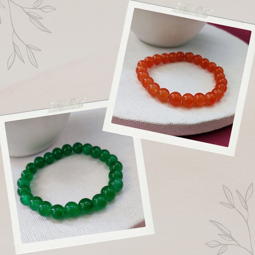 JewelMaze Orange And Green Beads Bracelet Combo- 1005315