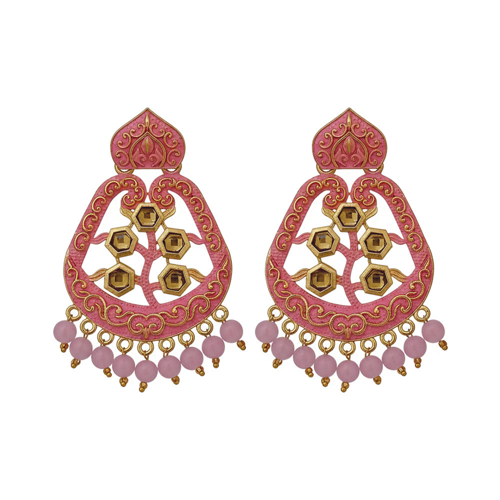 JewelMaze Traditional Meenakari Earrings Combo Set of 4