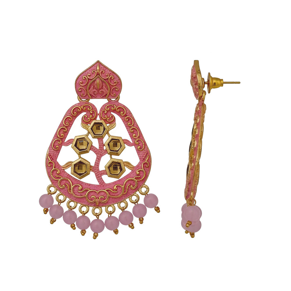 JewelMaze Traditional Meenakari Earrings Combo Set of 4