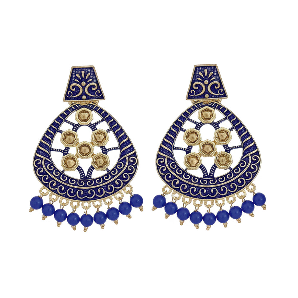 JewelMaze Traditional Meenakari Earrings Combo Set of 4