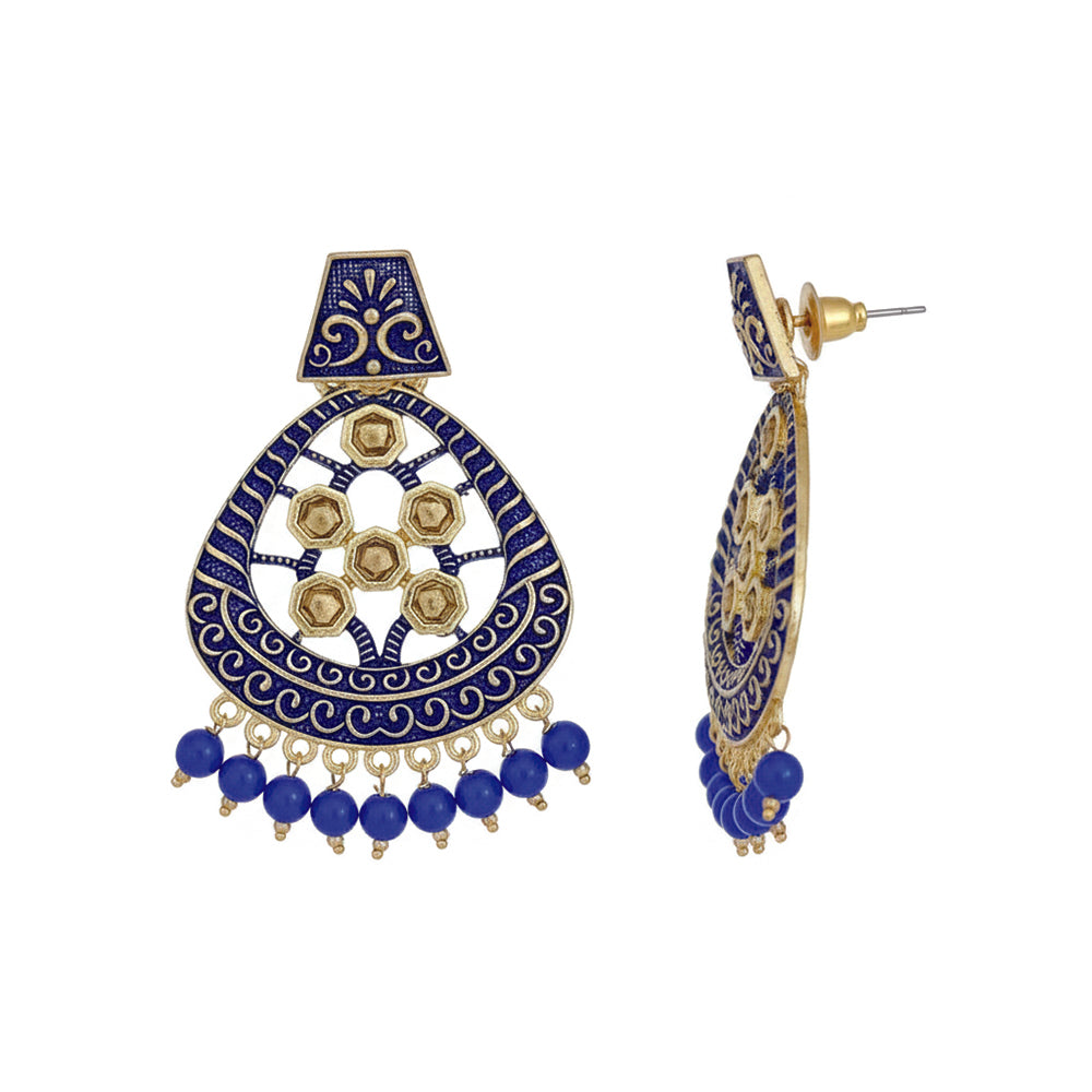 JewelMaze Traditional Meenakari Earrings Combo Set of 4