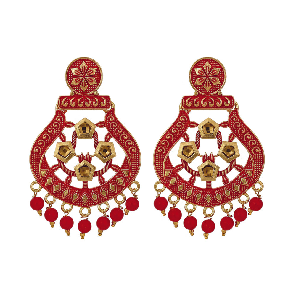 JewelMaze Traditional Meenakari Earrings Combo Set of 4
