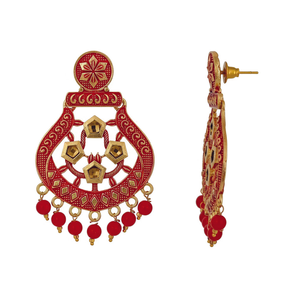 JewelMaze Traditional Meenakari Earrings Combo Set of 4