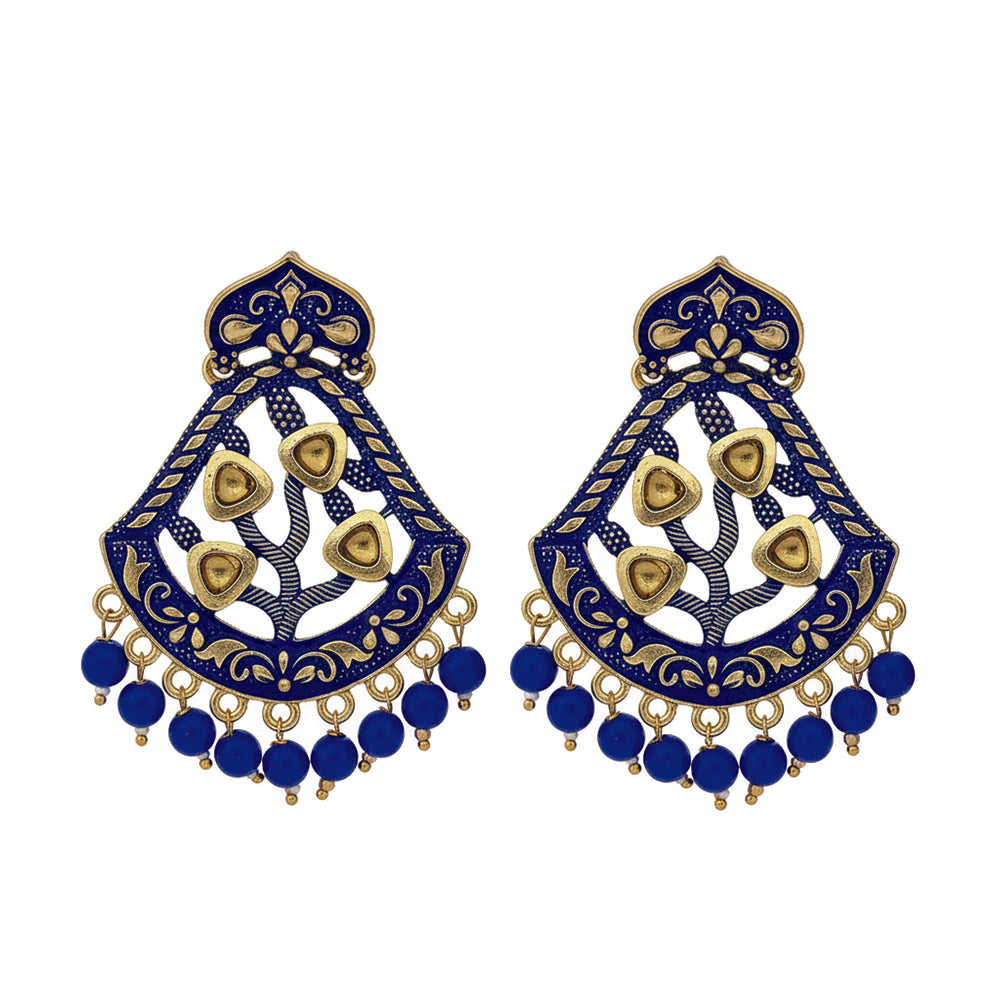 JewelMaze Traditional Meenakari Earrings Combo Set of 4