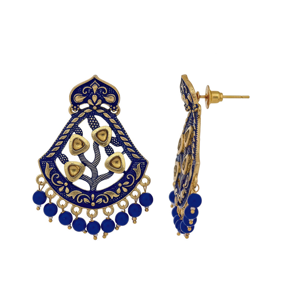 JewelMaze Traditional Meenakari Earrings Combo Set of 4