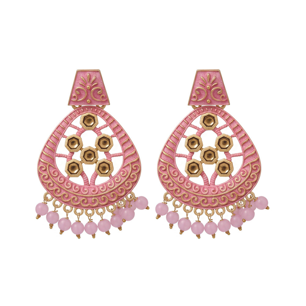 JewelMaze Traditional Meenakari Earrings Combo Set of 4