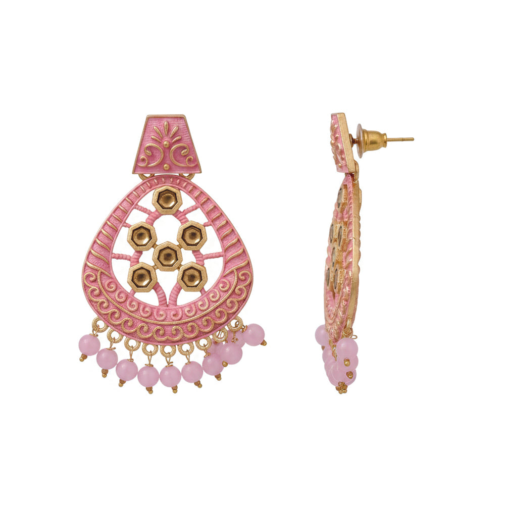 JewelMaze Traditional Meenakari Earrings Combo Set of 4