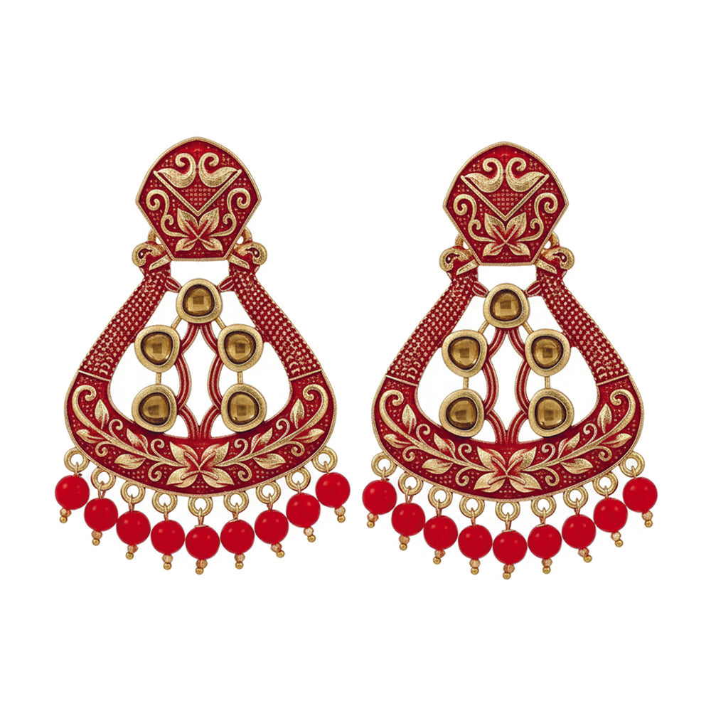 JewelMaze Traditional Meenakari Earrings Combo Set of 4