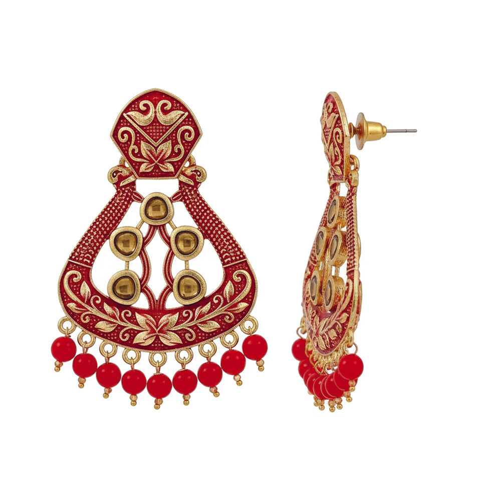 JewelMaze Traditional Meenakari Earrings Combo Set of 4
