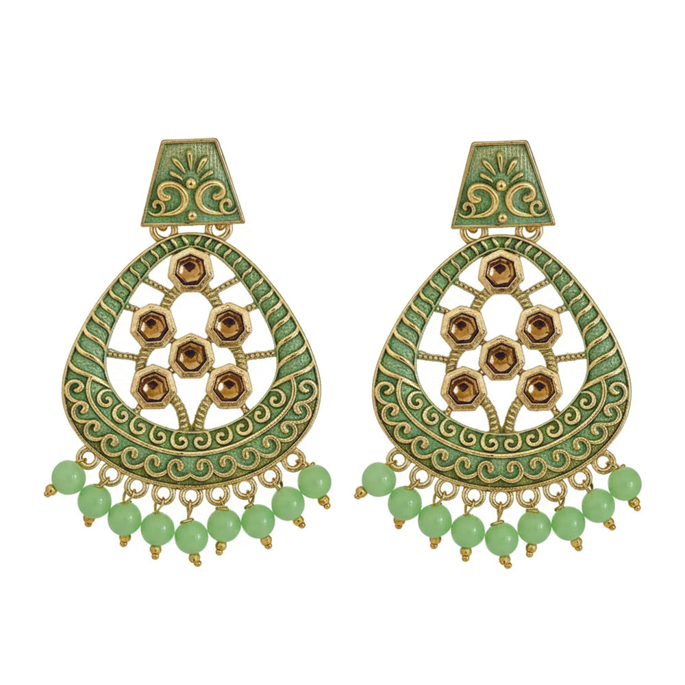 JewelMaze Traditional Meenakari Earrings Combo Set of 4