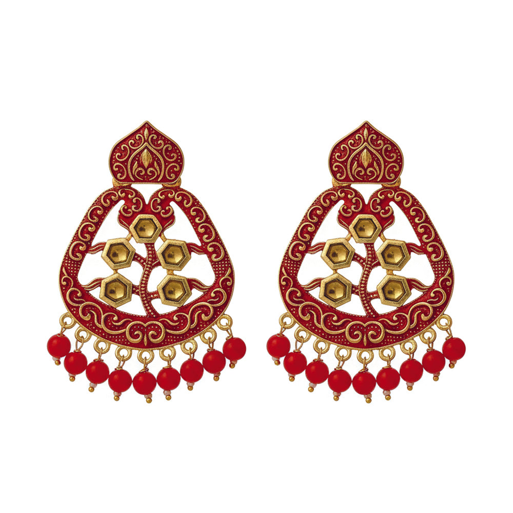 JewelMaze Traditional Meenakari Earrings Combo Set of 4