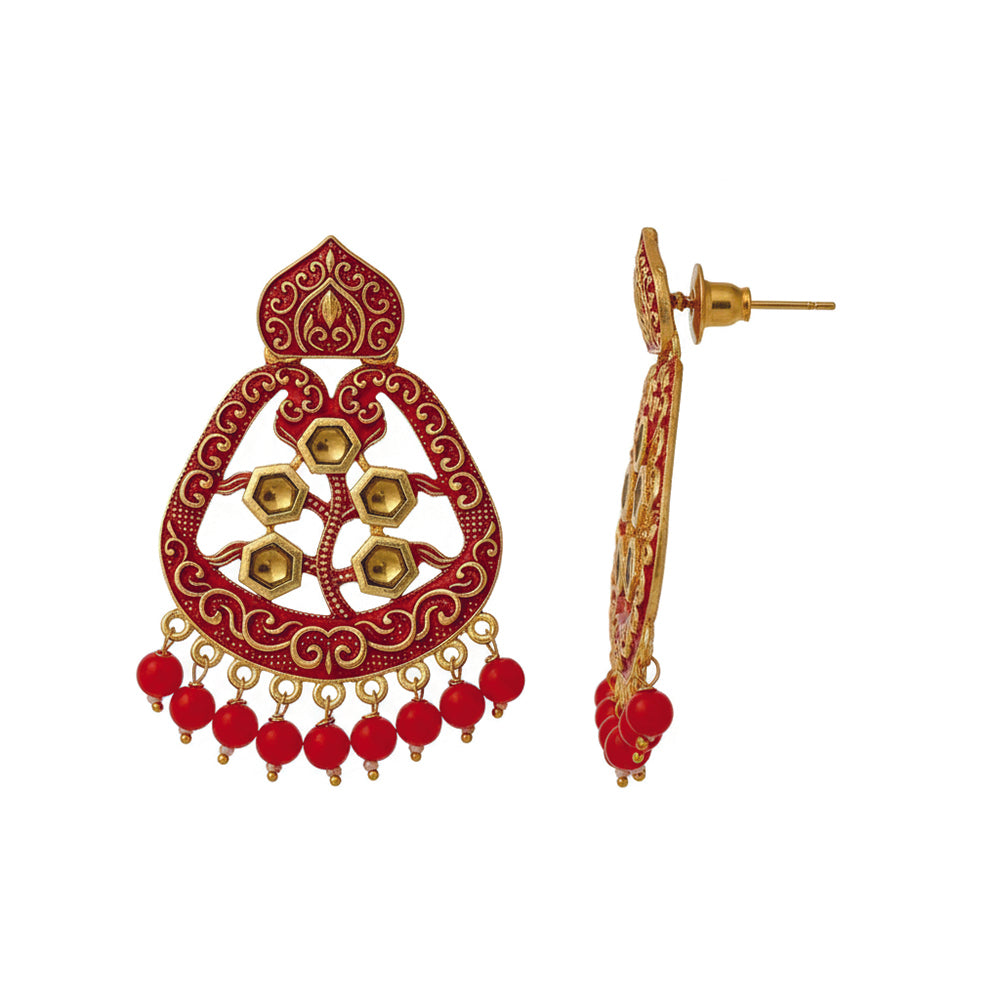JewelMaze Traditional Meenakari Earrings Combo Set of 4