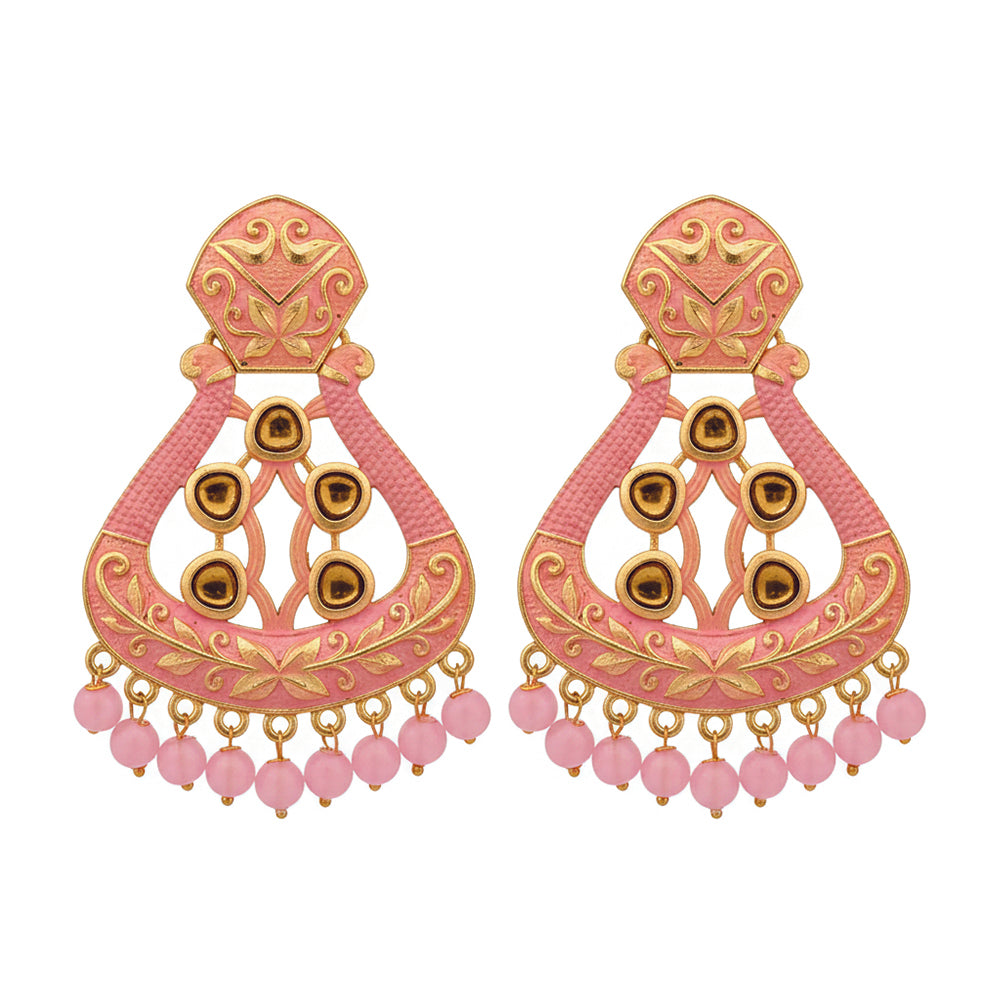 JewelMaze Traditional Meenakari Earrings Combo Set of 4