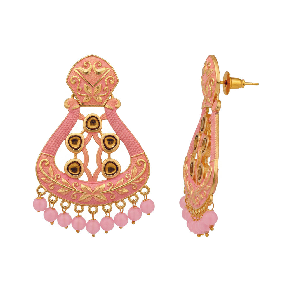 JewelMaze Traditional Meenakari Earrings Combo Set of 4