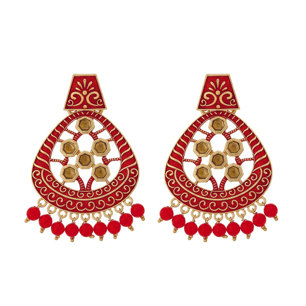 JewelMaze Traditional Meenakari Earrings Combo Set of 4