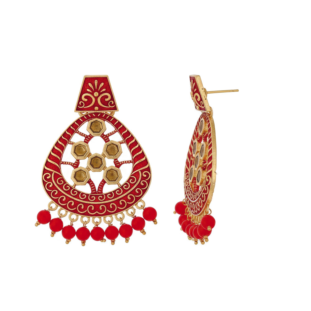 JewelMaze Traditional Meenakari Earrings Combo Set of 4