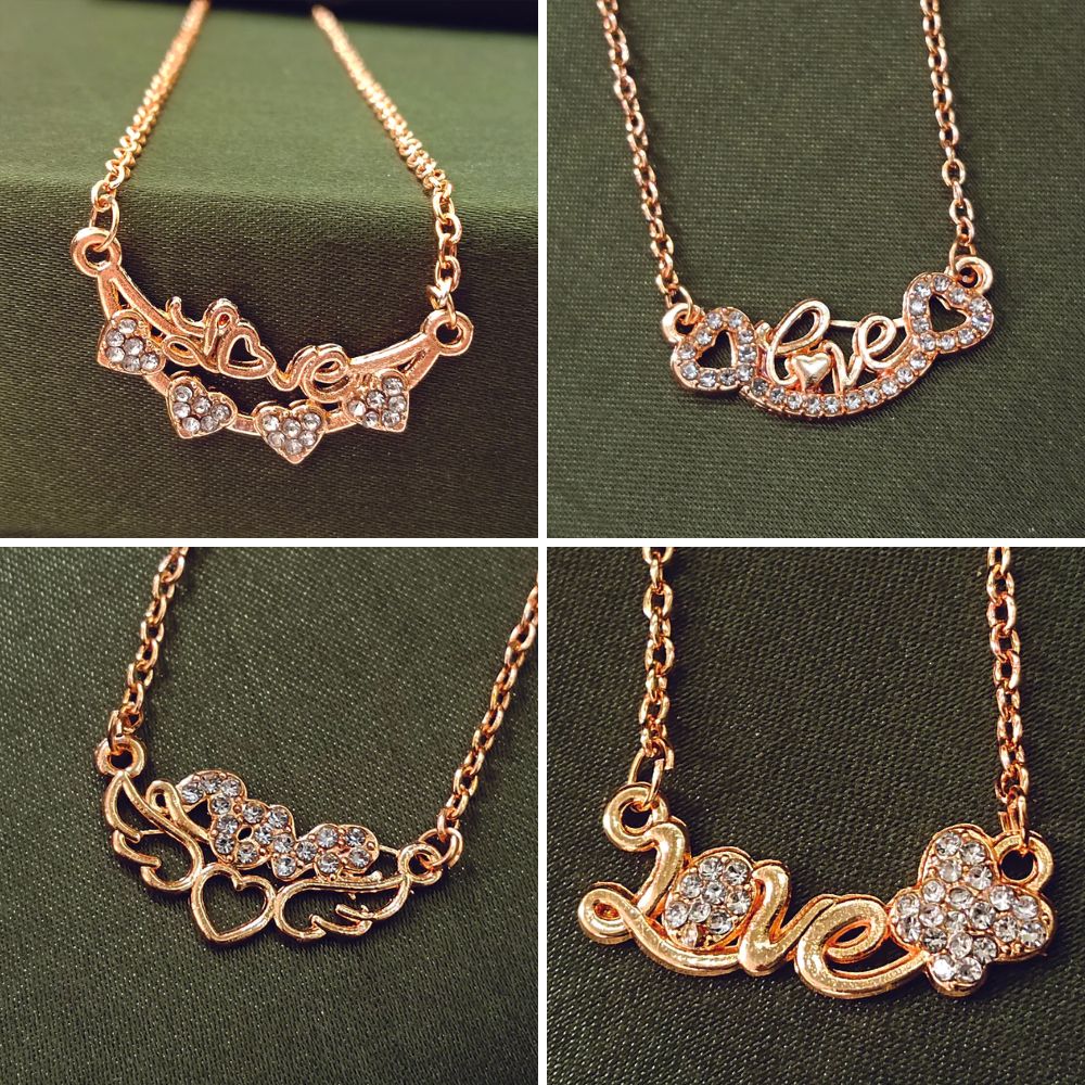 JewelMaze Elegant Rose Gold assorted Chain Pendant Combo for Women (Pack of 4 Pairs)