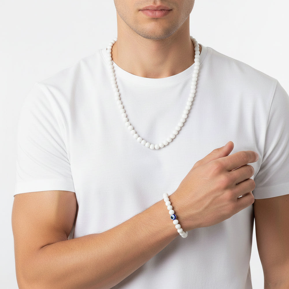 Jewelmaze Handcrafted Mala & Bracelet Jewellery Combo for Men