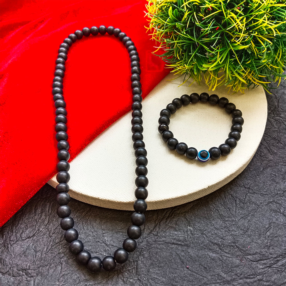 Jewelmaze Handcrafted Mala & Bracelet Jewellery Combo for Men