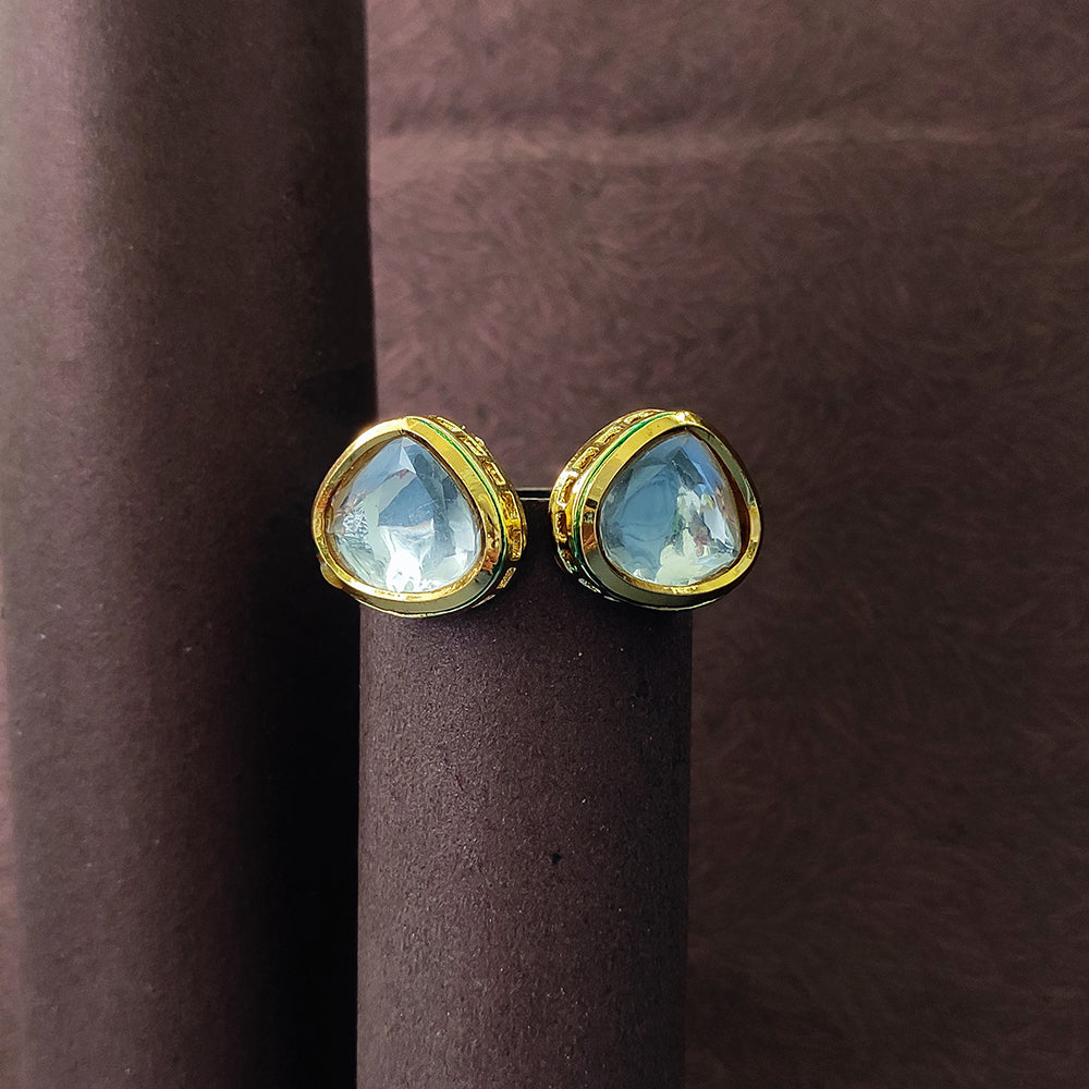 JewelMaze Gold Plated Stud Earrings - 10161111WH