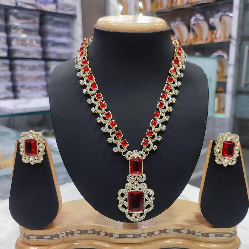 JewelMaze Gold Plated Austrian Stone Necklace Set - 10573599GRR