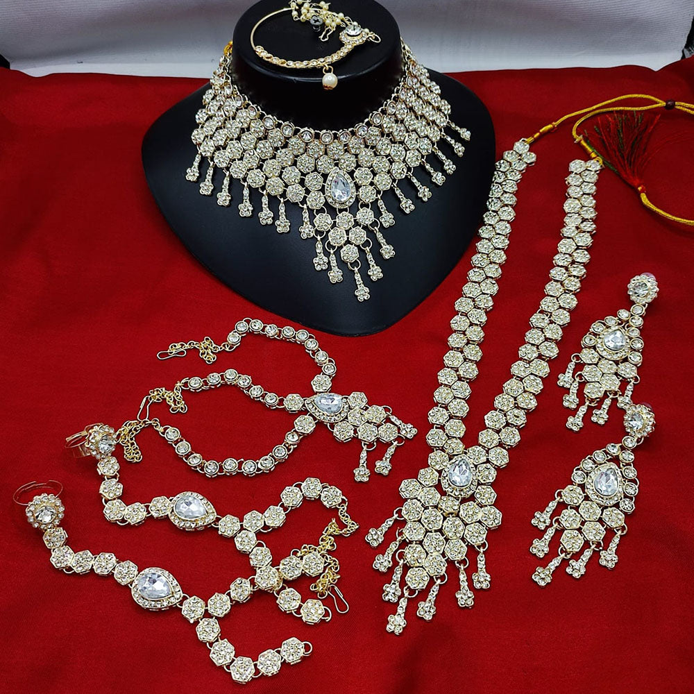 JewelMaze Gold Plated Austrian Stone And Beads Bridal Set - 10573600GR