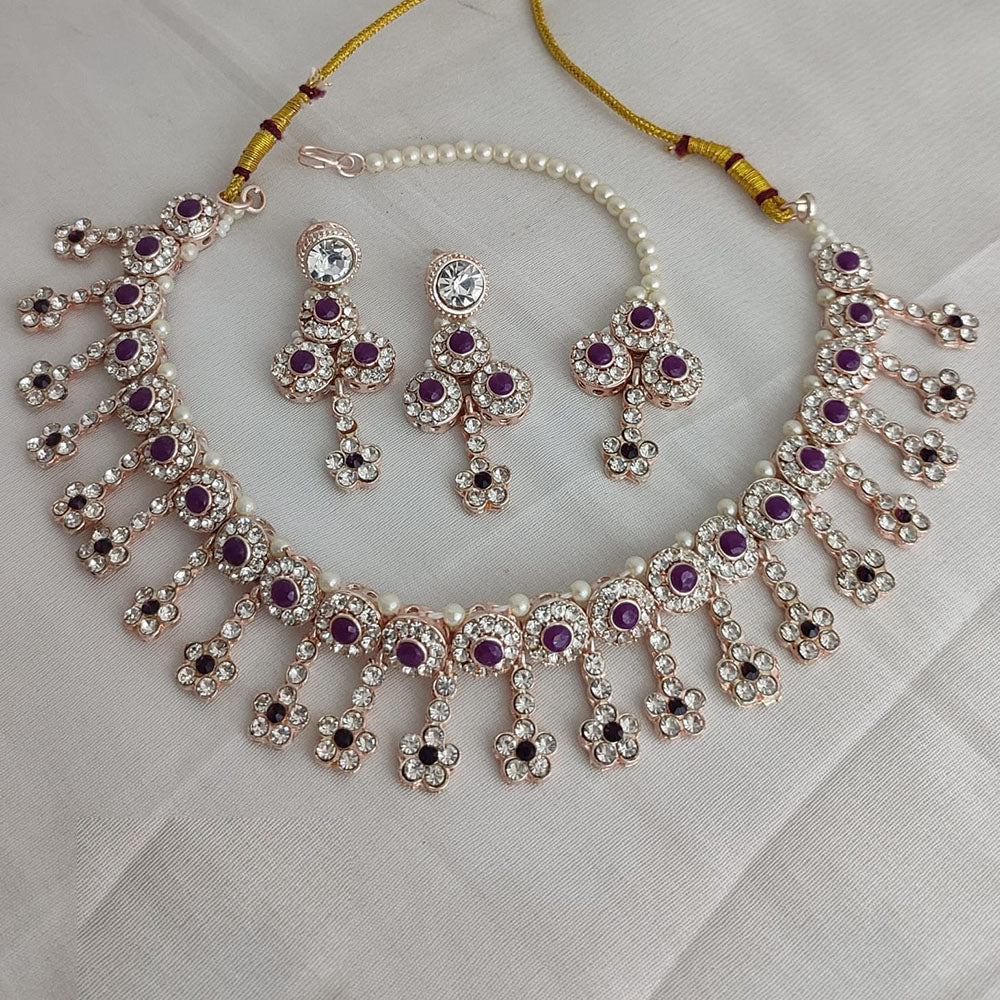 JewelMaze Gold Plated Austrian Stone Choker Necklace Set - 10573619GR