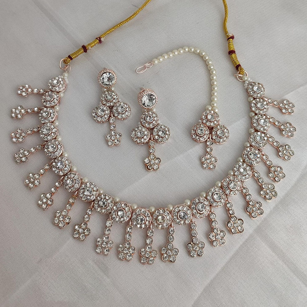 JewelMaze Gold Plated Austrian Stone Choker Necklace Set - 10573619GR