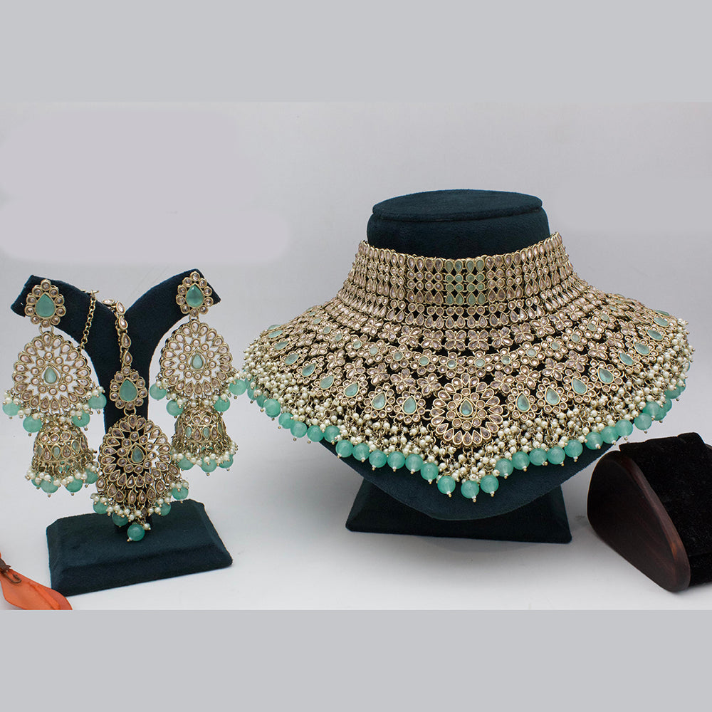 JewelMaze Kundan Stone And Beads Necklace Set - 10731352DP