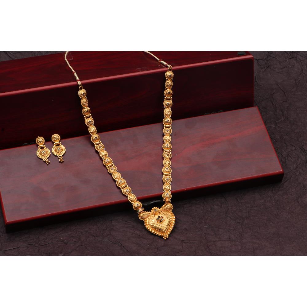 Jewelmaze Forming Look Traditional Long Necklace Set Elegant Jewelry for Women