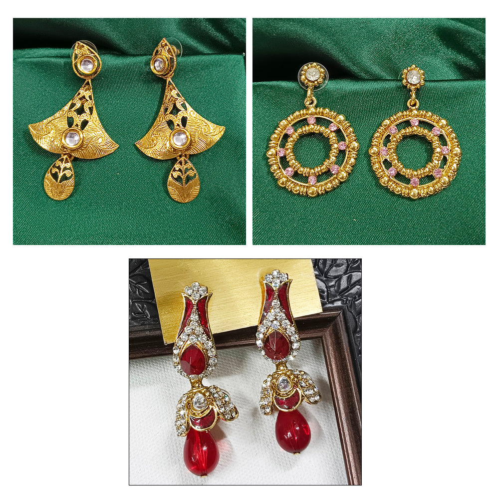 JewelMaze Set of 3 Earrings Combo - 1005155