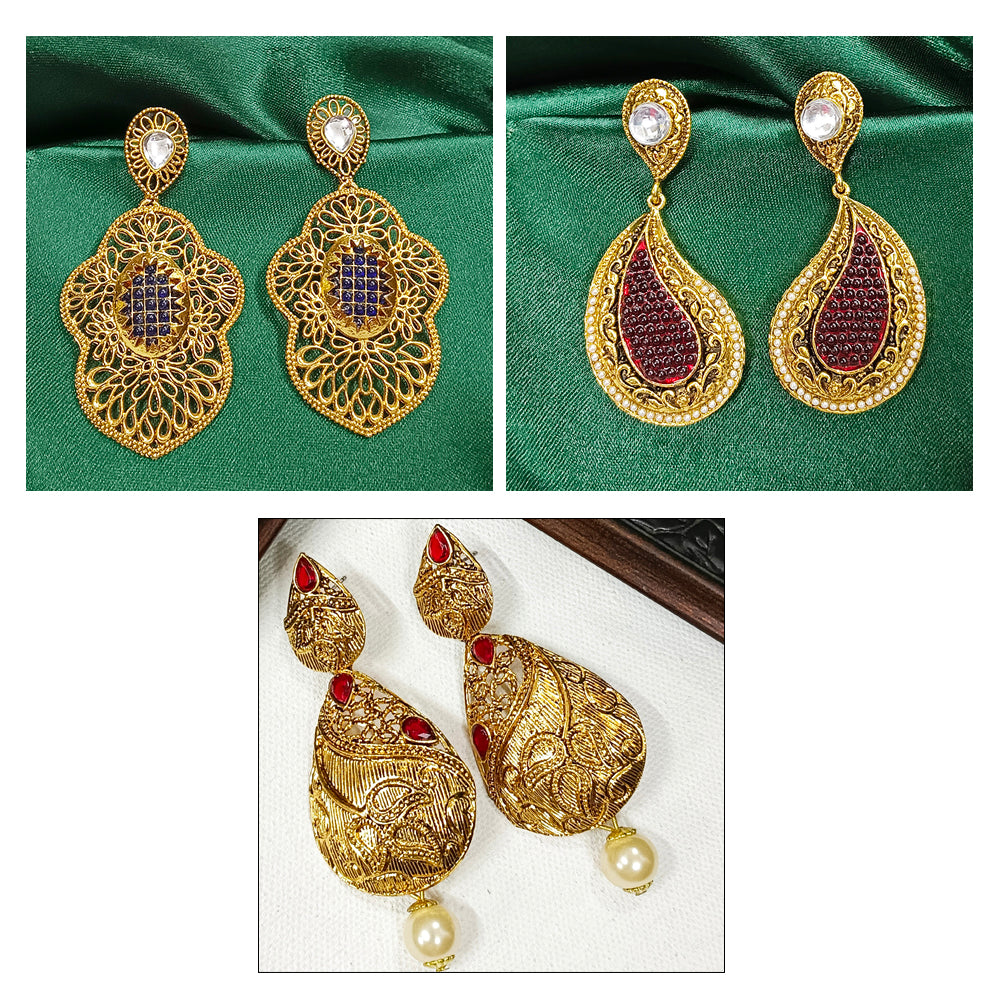 JewelMaze Set of 3 Earrings Combo - 1005156