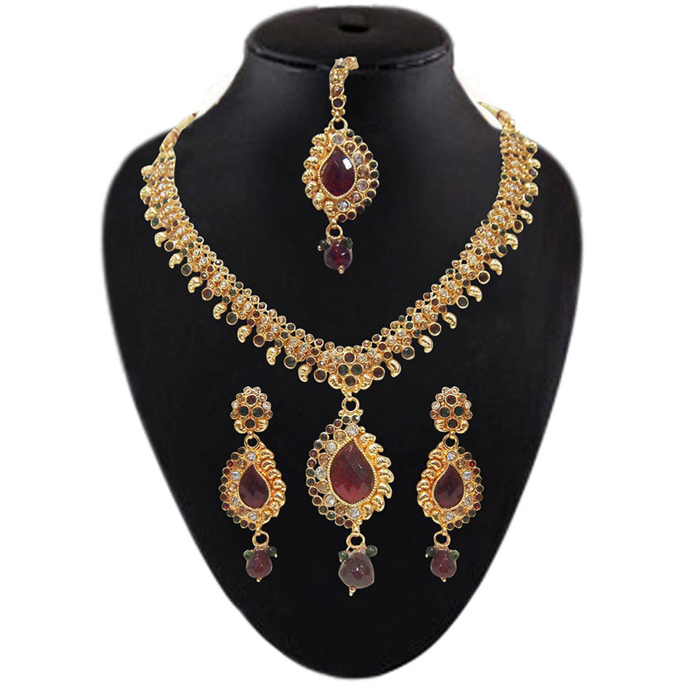 JewelMaze Traditional Pota Stone Necklace Set