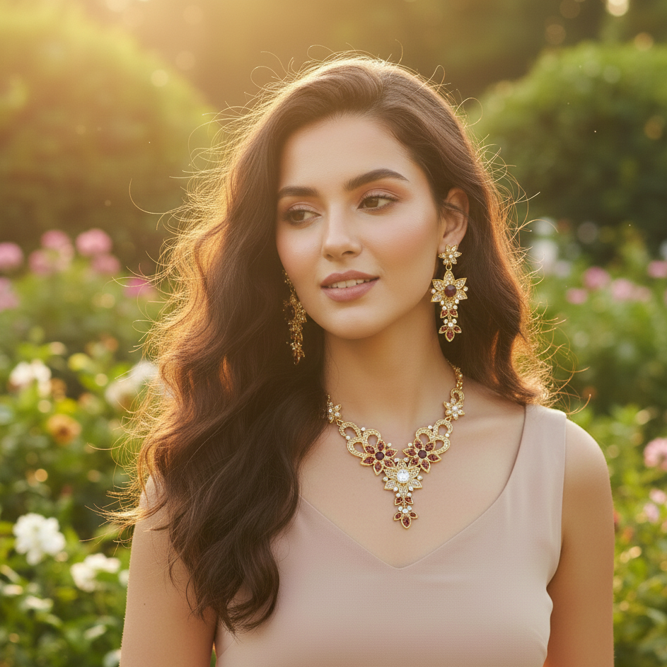 JewelMaze Elegant Austrian Stone Necklace Set