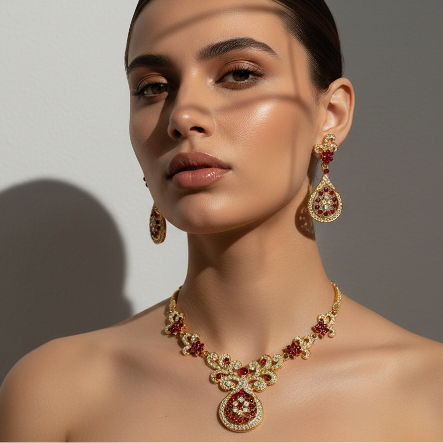 JewelMaze Elegant Austrian Stone Necklace Set