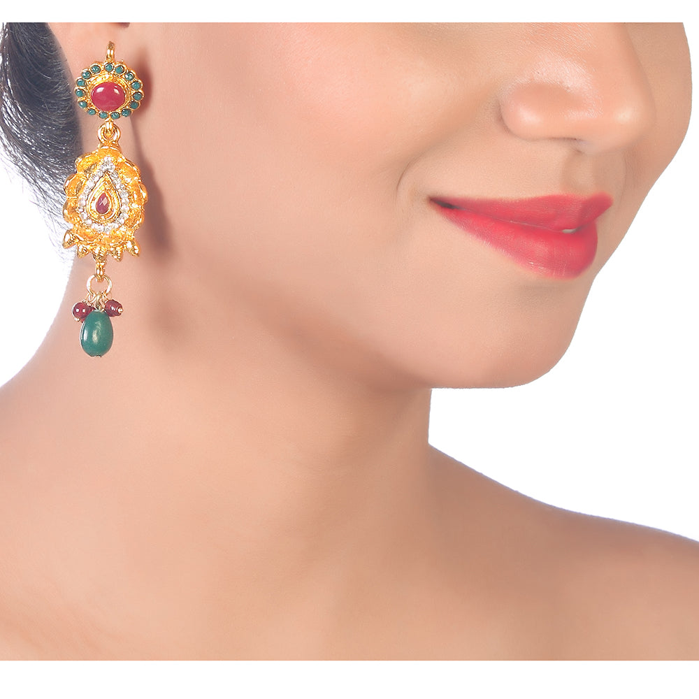 JewelMaze Designer Austrian Stone And Pearl Necklace Set