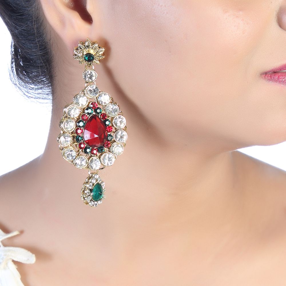 JewelMaze Elegant Austrian Stone Long Necklace set