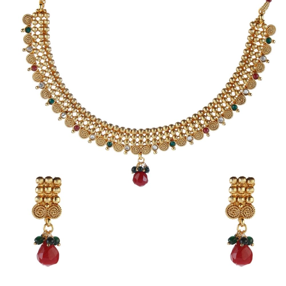 JewelMaze Enthic Crystal Stone necklace set